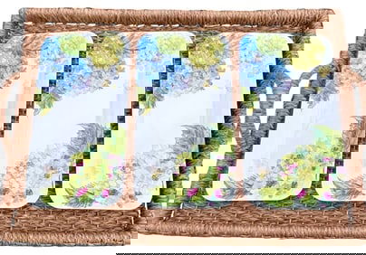 Set of 3 Hydrangea Motif Melamine Sandwich or Serving Platters, Brand New