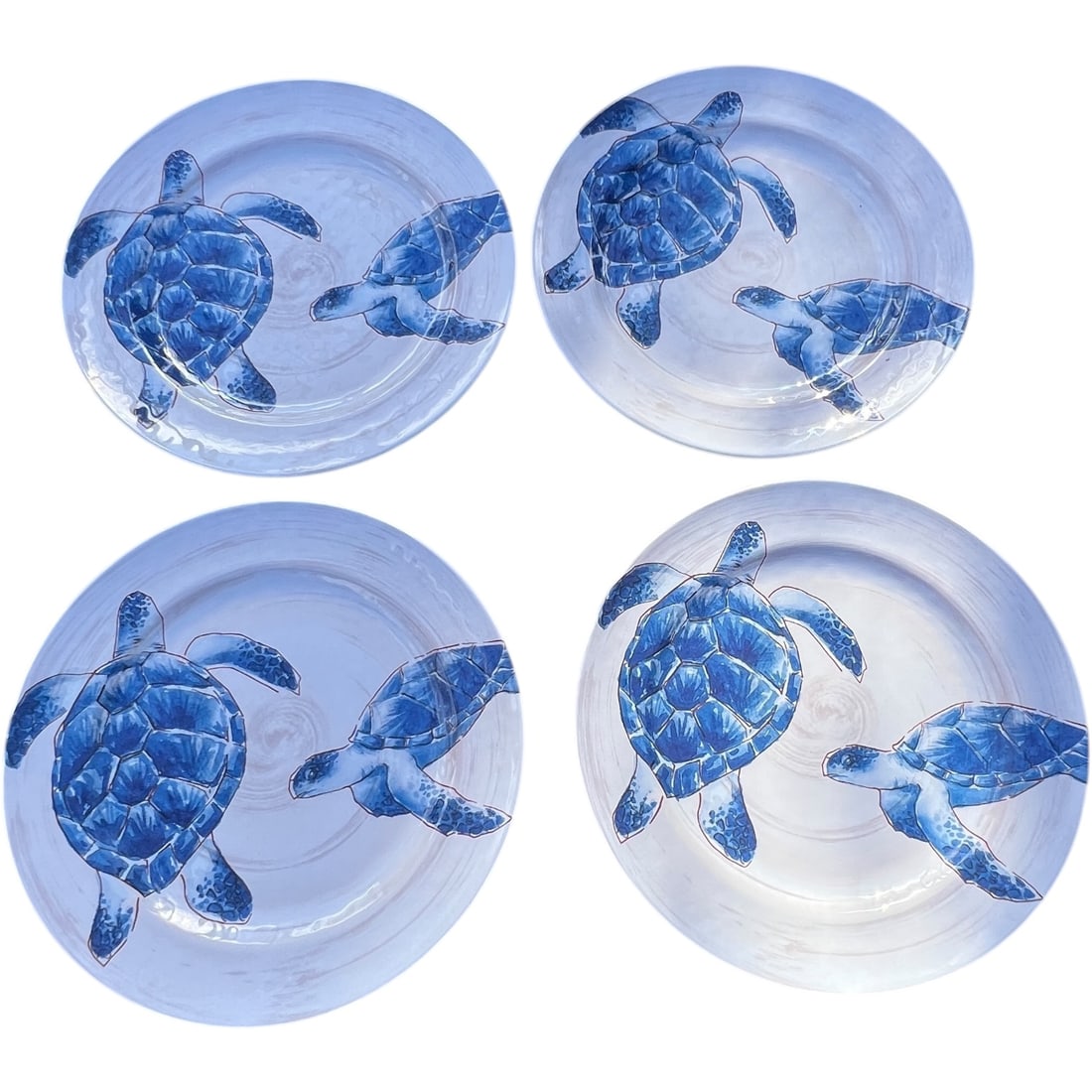 Set of 4 Nautical Sea Turtle Melamine Dinner Plates, Brand New, (2 of 2) (1 of 2)