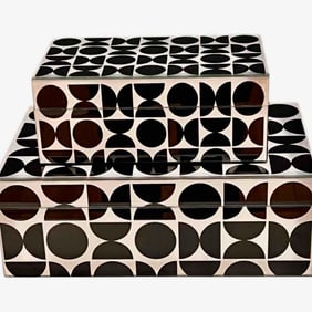 Black & White Lacquer Box Set – In the Style of Jonathan Adler