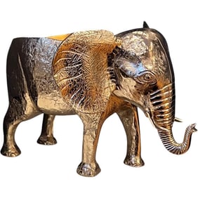 Solid Brass Elephant Beverage Cooler, Handmade