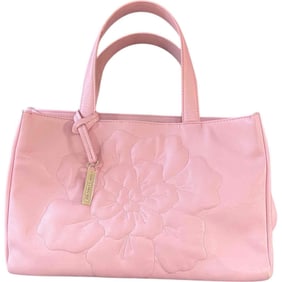 Anne Fontaine Genuine Leather Handbag – Pink  with Signature Floral Embroidery