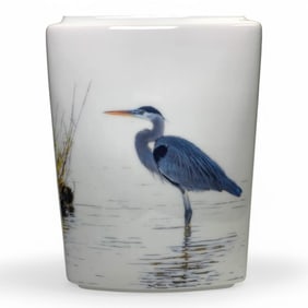 Great Blue Heron Porcelain Vase – 9.25" Tall