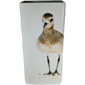 Sandpiper Rectangular Porcelain Vase – 8.5" Tall