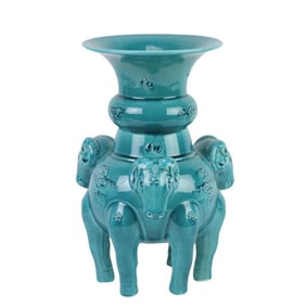 Hand-Painted Chinese Archaistic Ram-Handled Vase