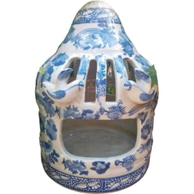 Blue and White Chinese Porcelain Birdcage Lantern – 11"H