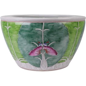 Hand-Painted Bok Choy Famille Verte Large Planter – 16"