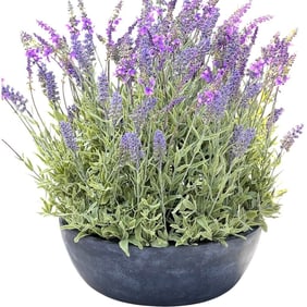 Faux Potted Lavender Plant in Clay Pot, 21"H
