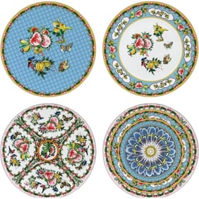 Modern Famille Rose Bone China Dinnerware Set, 32 piece Full set
