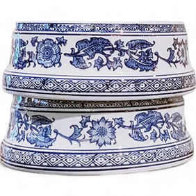 Chinoiserie ceramic blue and white Pet Bowls