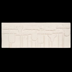 Carved White Plaster Relief Plaque -Fan & Parasol Motif