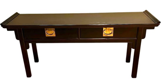 Century Furniture Black Pagoda-Style Console Table, Chin Hua Collection