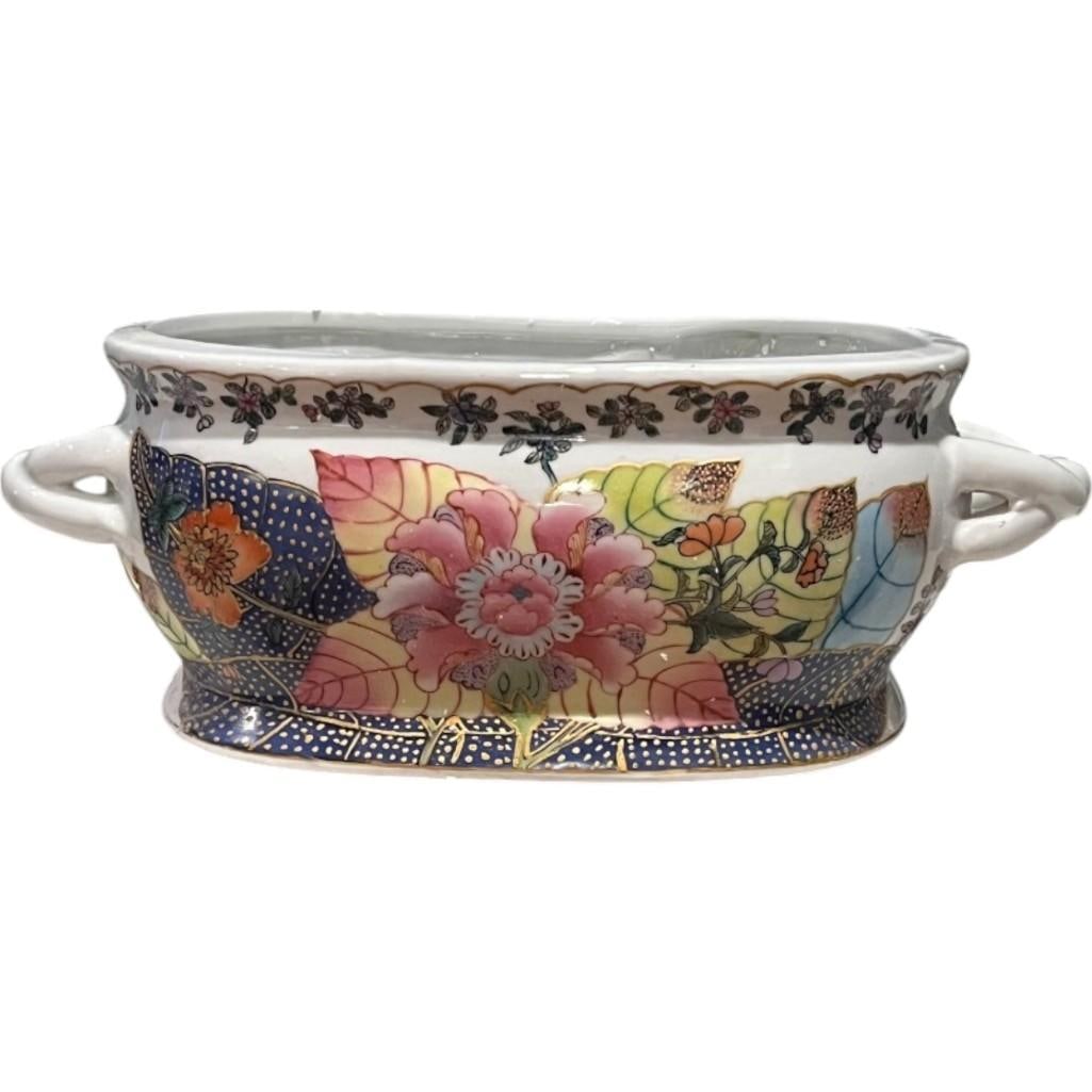 tobacco foot soak Hand Painted Tobacco Leaf Foot Bath / Cachepot