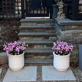 Pair of Lightweight White Planters – Modern Textured Design, Faux Concrete