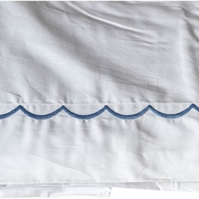 King Sheet Set – Made in Italy – Scalloped Light Blue Edge, In the Style of Serena and Lily