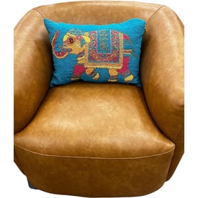 Hand-Beaded Elephant Lumbar Accent Pillow – 12" x 18"