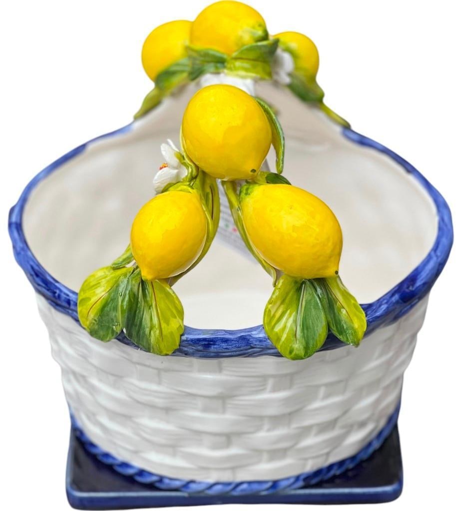 Italian Majolica Lemon Basket with Arch Handle (1 of 10)