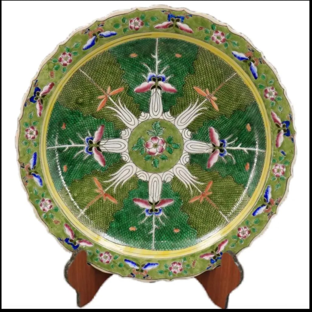 Hand-Painted Decorative Plate – Famille Verte Bok Choy (1 of 6)