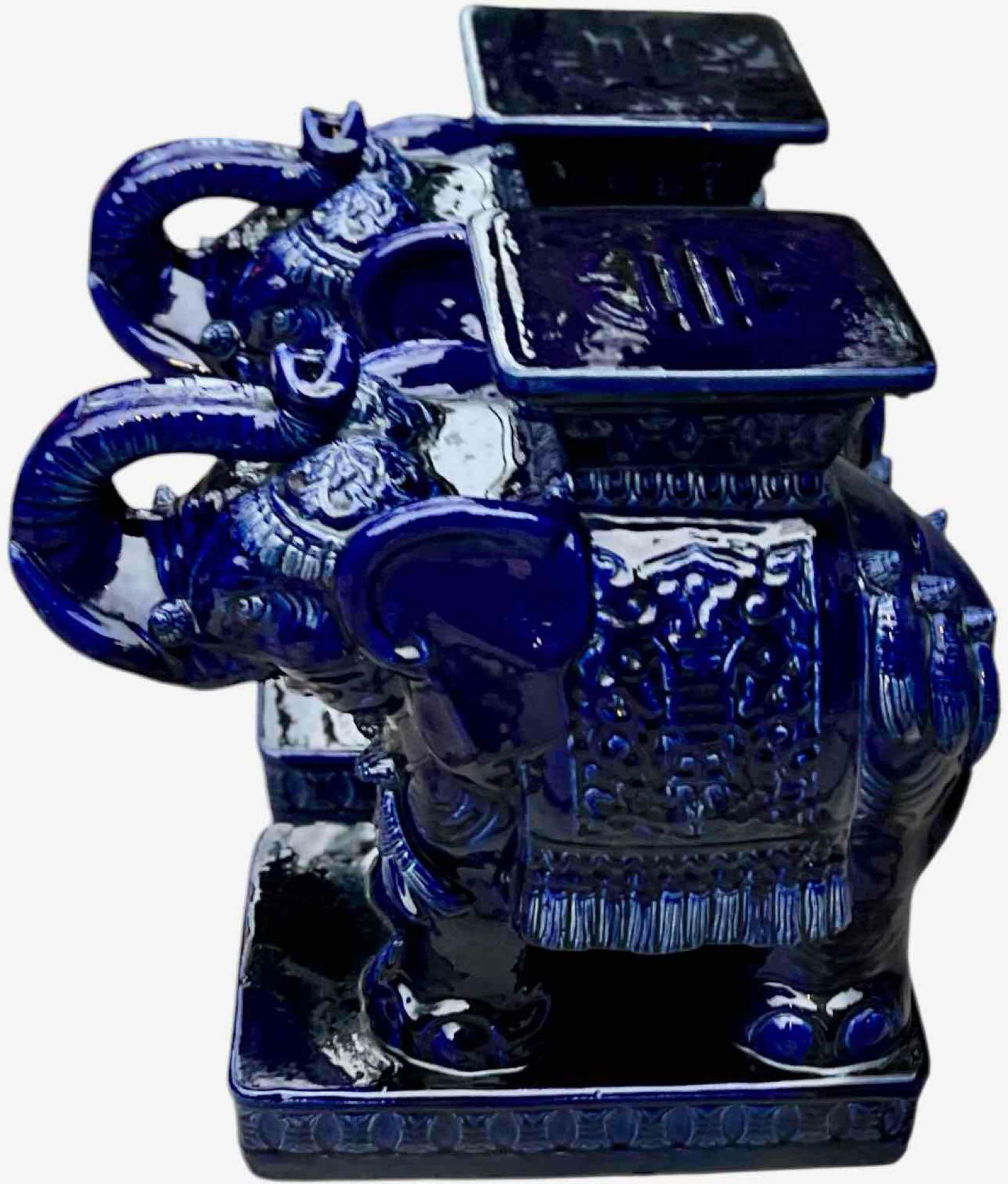 Pair of Vintage Cobalt Blue Elephant Garden Stools – Circa 1960s (1 of 10)