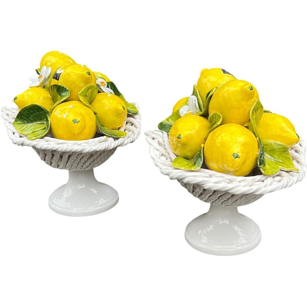 Pair of Italian Majolica Lemon Compote Bowls (1 of 8)