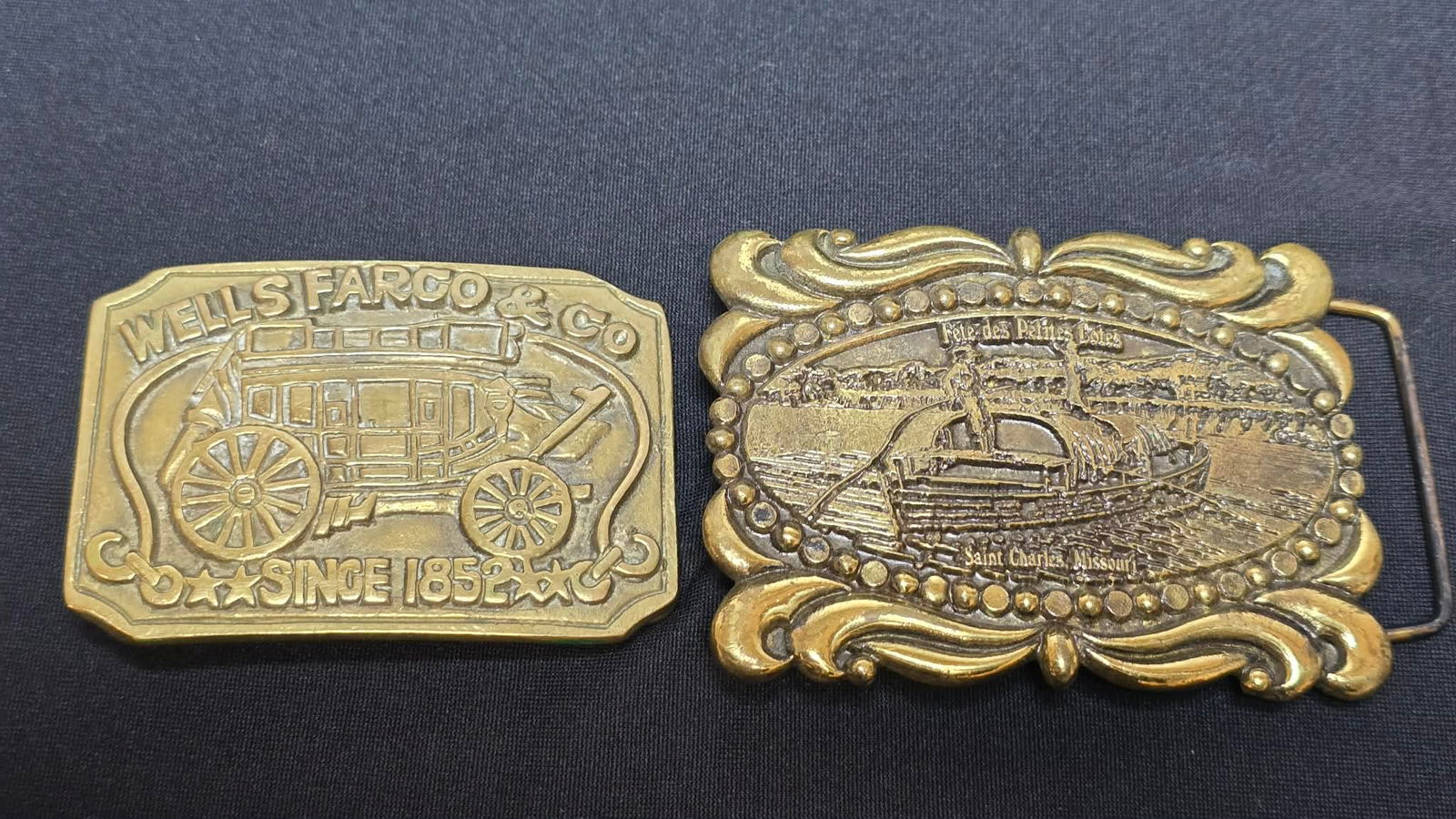 Vintage Brass Belt Buckles (Wells Fargo & Co. & Fête des Petites Côtes) (1 of 8)