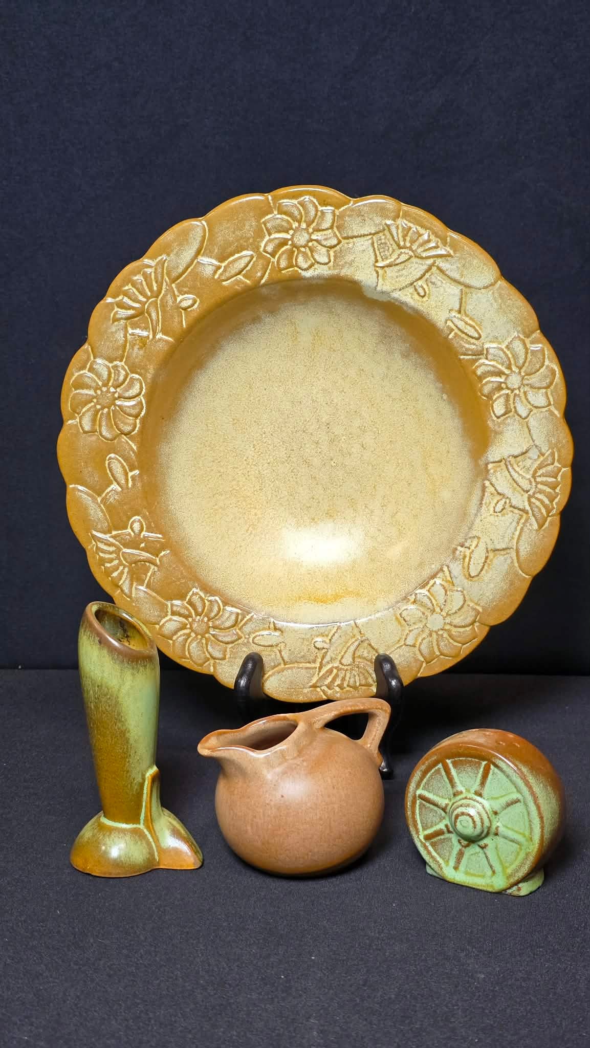 Frankoma Pottery Bowl, Vase, Salt Shaker & Syrup Pitcher Group (1 of 9)