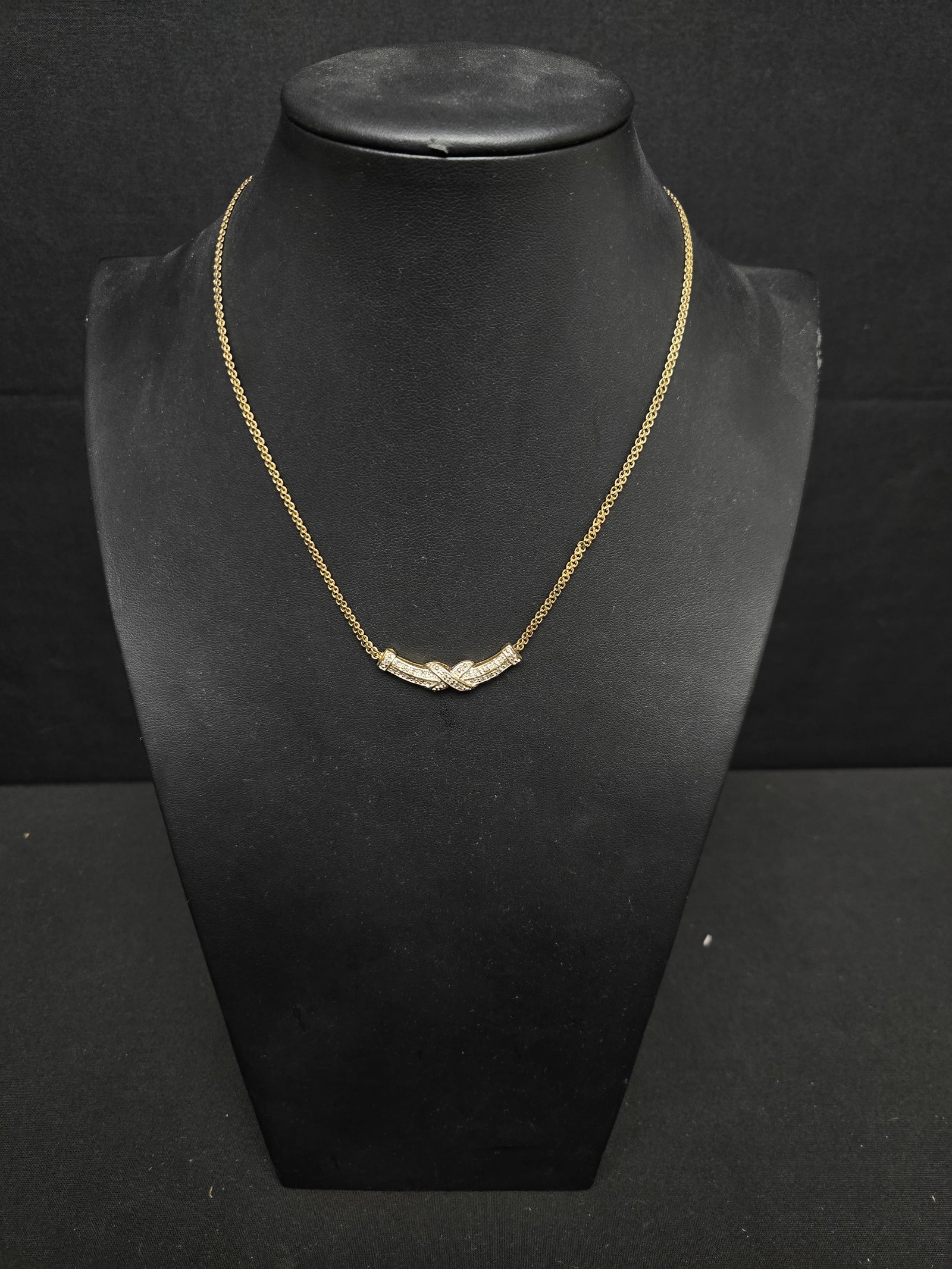 Vintage Gilded Sterling Diamond Necklace w/Infinity Symbol (1 of 1)