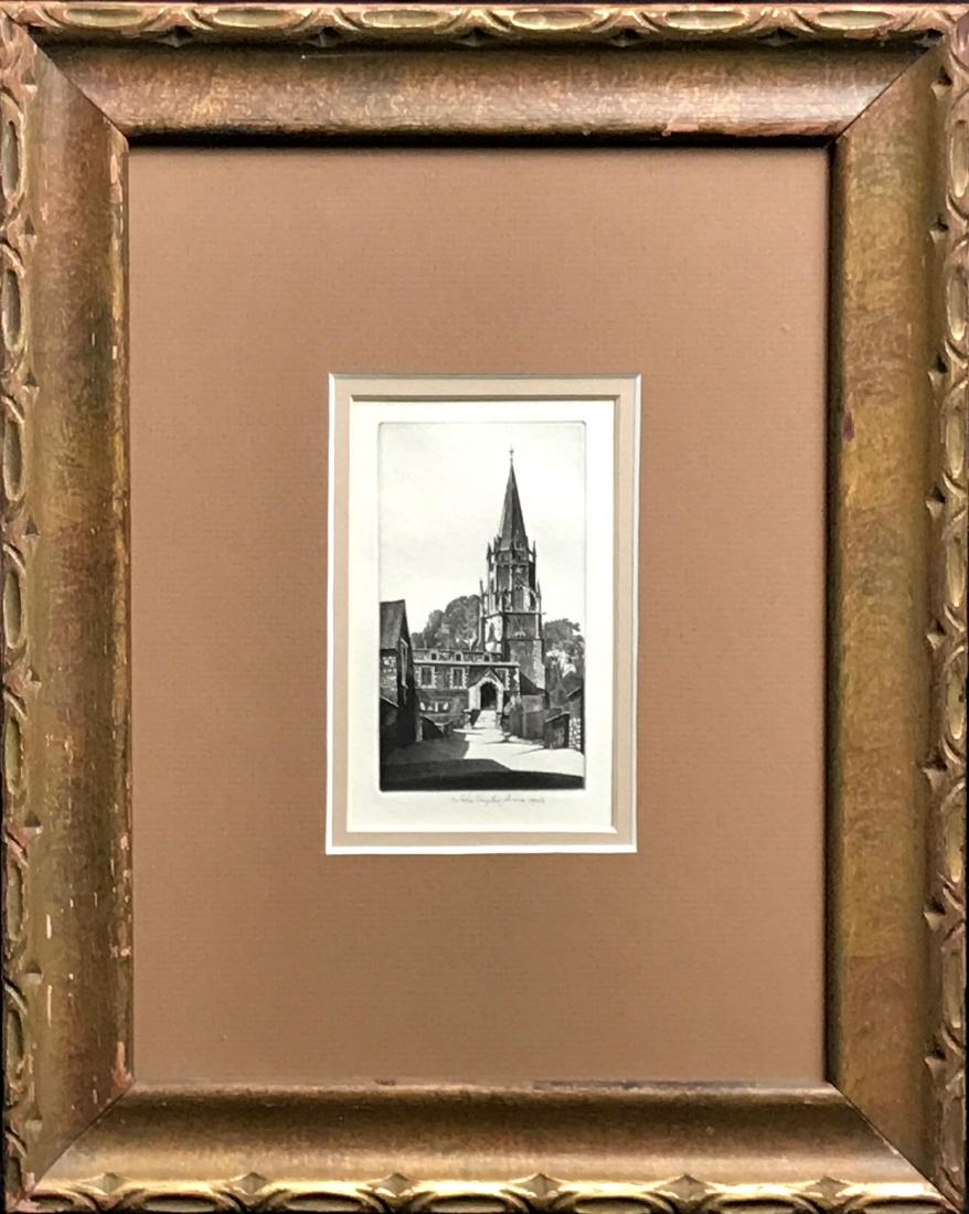 JOHN TAYLOR ARMS (1887 - 1953): Gothic Church, 1940, 4.5x2.5, etching, signed and dated lower right, Provenance: Private Collection, very good condition.