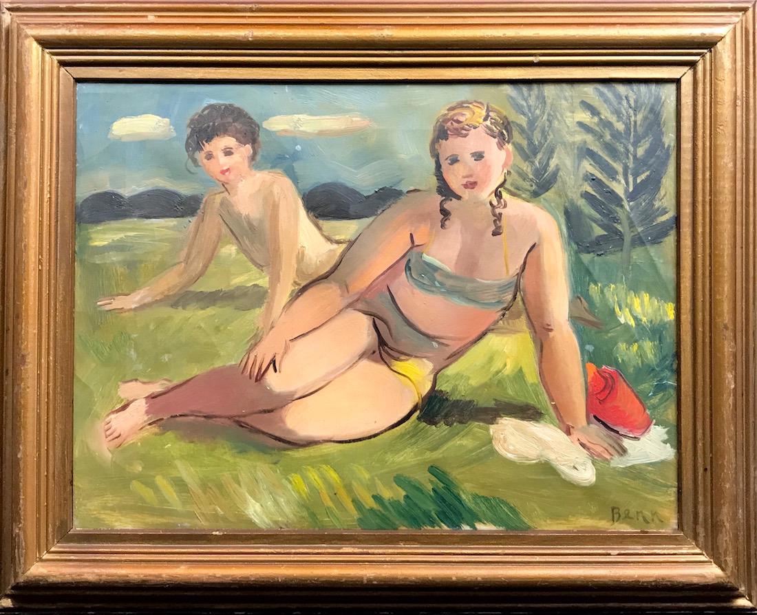 BEN BENN (1884 - 1983): Girls in Landscape, c.1940, 12x16, oil on canvas, signed lower right, Provenance: private collection, good condition.