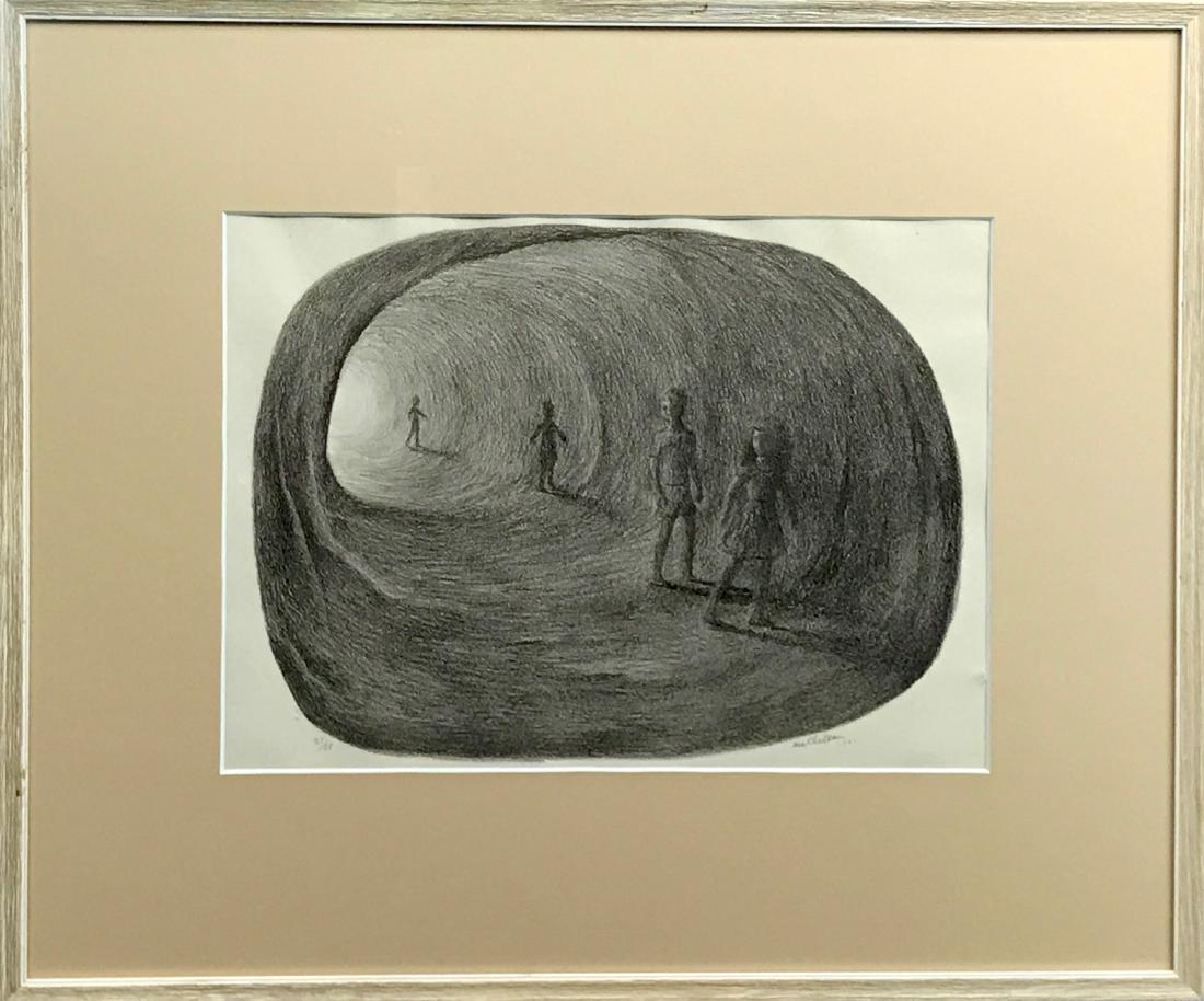 JOHN WARD MCCLELLAN (1908 - 1986): Children in Tunnel, 1961, 9.5x13.5, lithograph ( 21/55), signed and dated lower right, Provenance: private collection, very good condition.