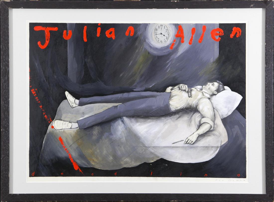 Sue Coe (1952-: Julian Allen, 1978 gouache on heavy paper 15.5x21.75 20.25x27.25 signed and dated lower right Estate of Julian Allen