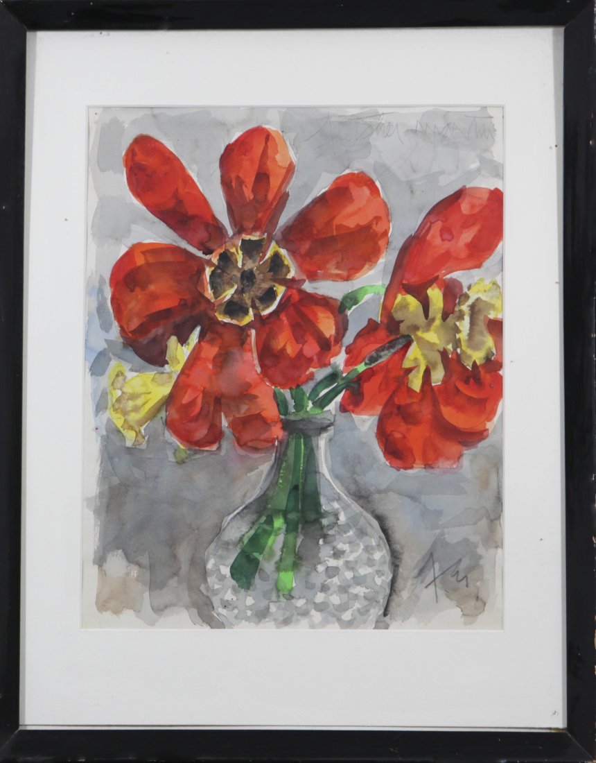 Fletcher Martin (1904 - 1979): Floral Still Life c. 1950, watercolor on paper,unframed: 13.25x10.75framed: 19.25x15.25signed lower right