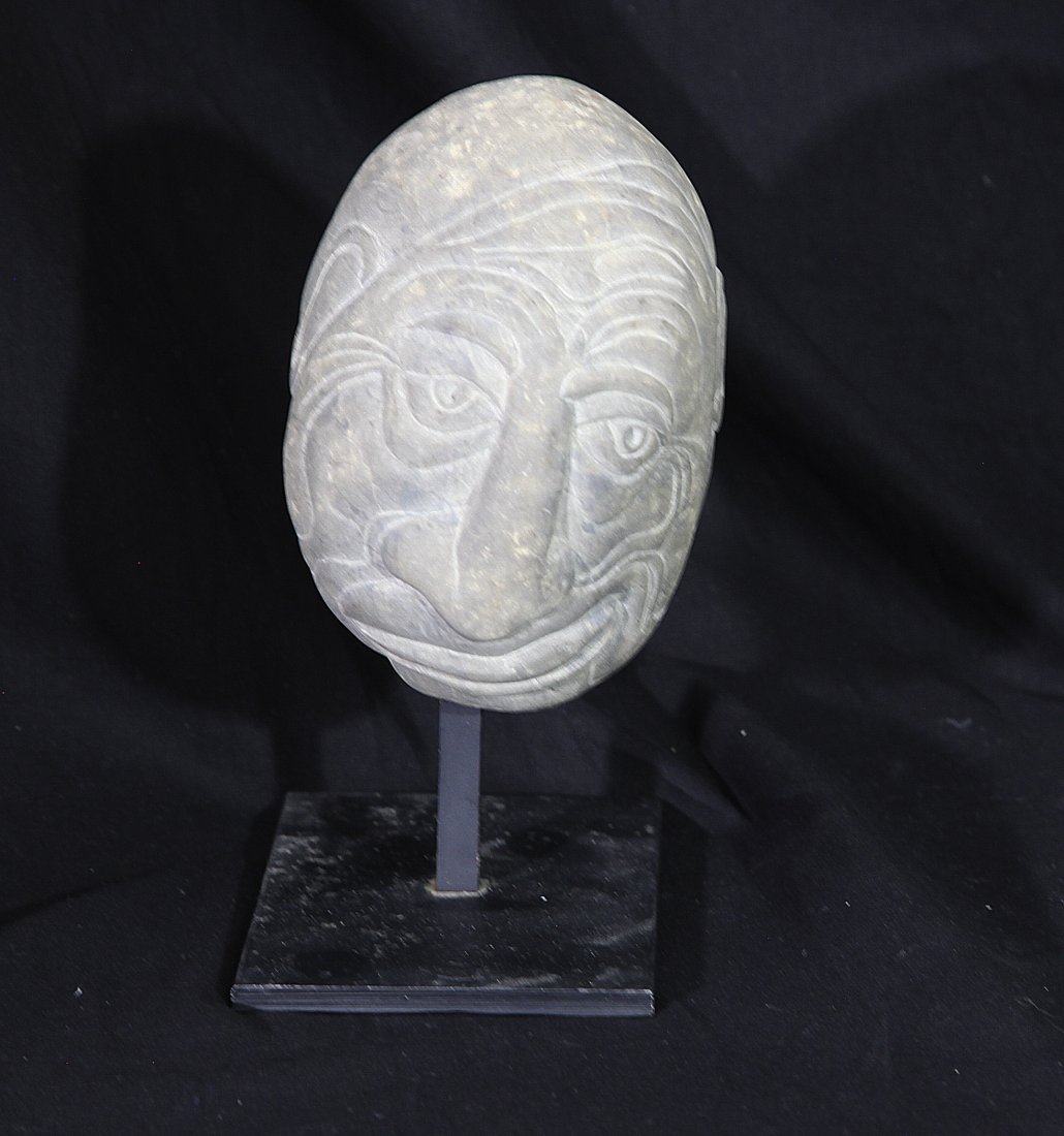 David Marshall (born 1936-: Painting Title: Man's Head Medium: stone Size: 5" high x 3.75" wide Signed: