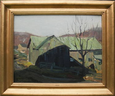 Harry Leith-Ross (1886 - 1973): Painting Title: Woodstock Landscape Barn Medium:  oil on canvas Size: 12x16 Signed: signed lower left