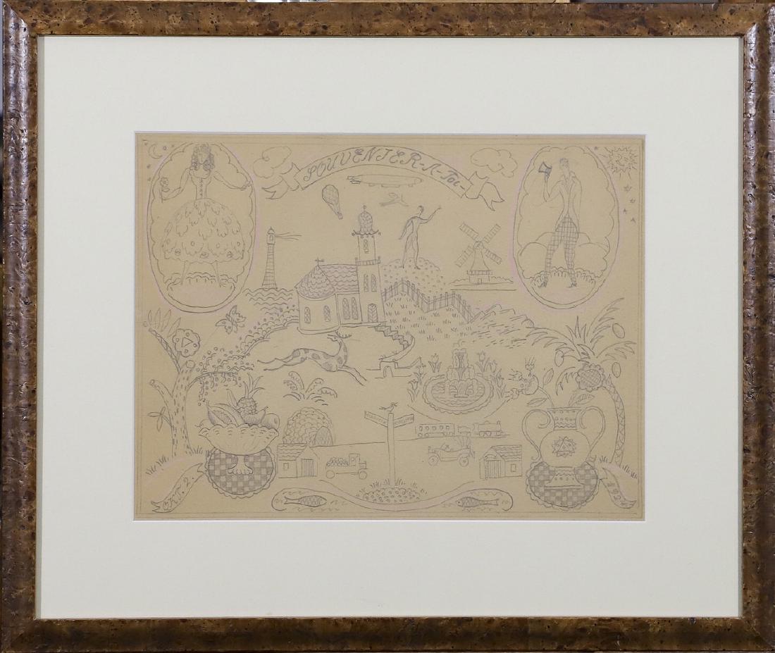 Konrad Cramer (1888-1936): Souvenir a Toi c. 1920 Medium: graphite on paper Size: 8.75x11.75 Signed: inscribed lower left