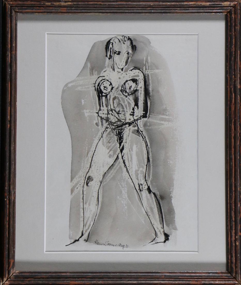 Konrad Cramer (1888 - 1963): "Standing Nude"1951 12"x9" Watercolor on Paper framed Signed & dated lower left