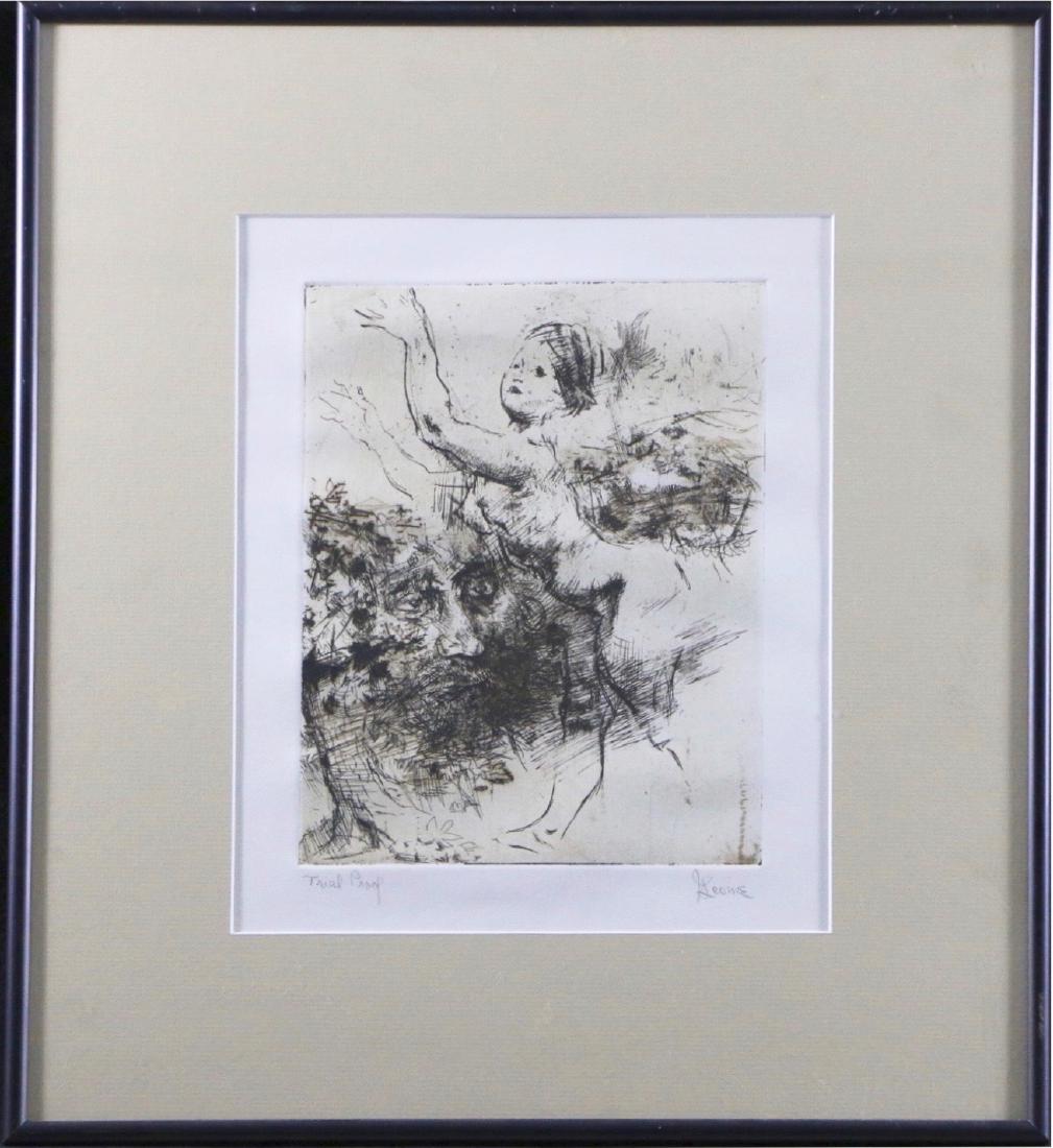 Jack Levine (1915 - 2010): "Cherub" A/P 9.5"x7.5" Etching framed Signed lower right