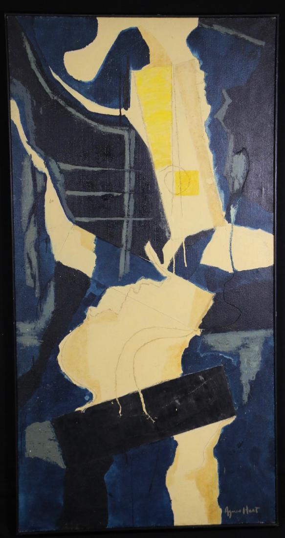 Agnes Hart (1912 - 1979): "Abstraction" c.1950 75"x38" Oil on Canvas framed Signed lower right