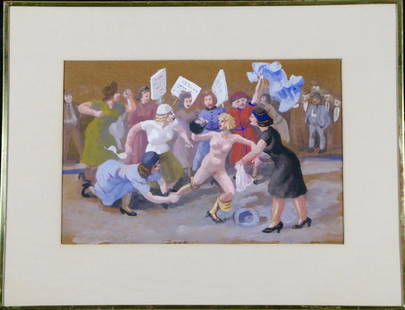 Lucile Blanch (1895-1981): "Scab" 10"x14.5" gouache framed Signed lower right