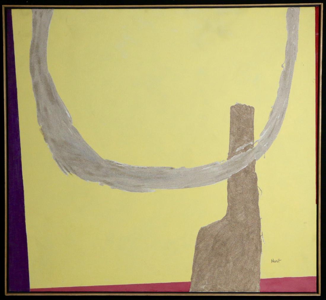 Agnes Hart (1912 - 1979): "Sand Painting Abstraction" c.1960 44"x48" oil and sand painting on canvas framed Signed lower right
