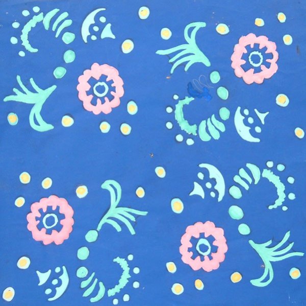 Konrad Cramer (1888-1963): Blue Textile Design c.1915, gouache, 8 x 8, estate stamped on back