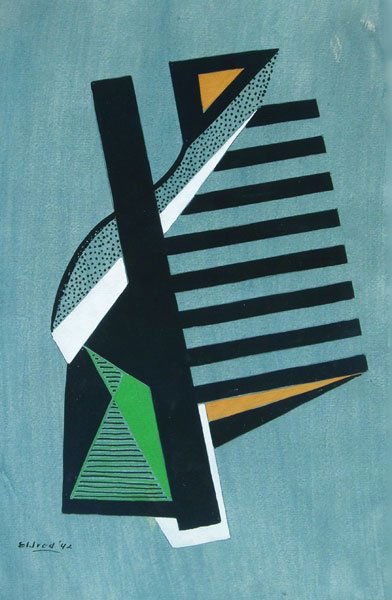 Thomas Brownell Eldred (1903-1993): Geometric Abstraction, 1942, gouache, 17 x 11, signed and dated lower left