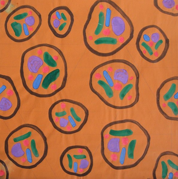 Konrad Cramer (1888-1963): Textile Design with Circles c.1915, gouache, 8 x 8, estate stamped on back