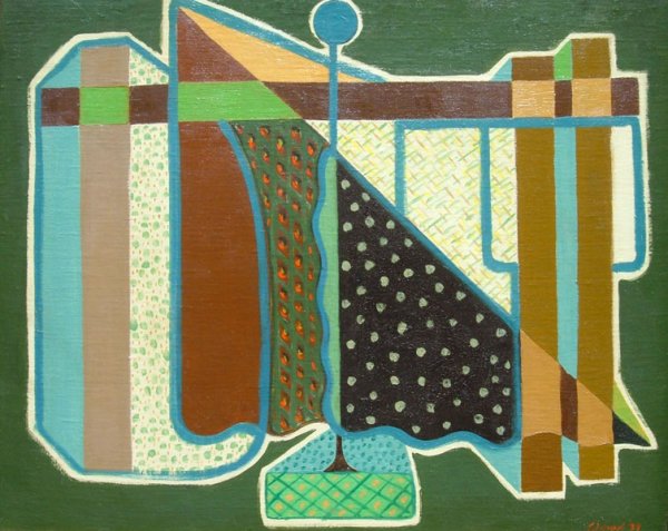 Thomas Brownell Eldred (1903-1993): Painting Title: Abstraction, 1939 Medium: oil on canvas Size: 24 x 30 Signed: signed and dated lower right