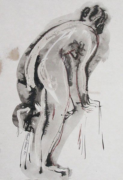 Konrad Cramer (1888-1963): Painting Title: Nude, 1951 Medium: ink and watercolor Size: 14 x 11 Signed: signed and dated lower left