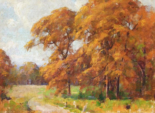 Allen Dean Cochran (1888-1971): Painting Title: Autumn Landscape c.1930 Medium: oil on board Size: 12 x 16 Signed: signed lower right