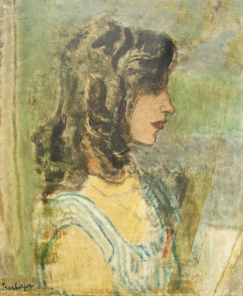 Eric Isenburger (1902-1994): Painting Title: Profile, 1943 Medium: oil on canvas Size: 23 x 19 Signed: signed lower left