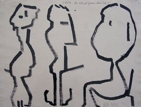 David Smith (1906-1965): Painting Title: Abstraction, 1954 Medium: ink Size: 9 x 11 1/2 Signed: signed and dated top, dated again lower right- February, 1954 (2/54)