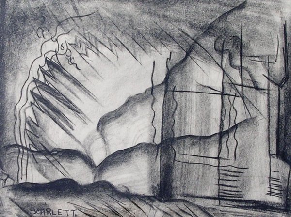Rolph Scarlett (1889-1984): Painting Title: Untitled c.1925 Medium: charcoal Size: 8 x 10 1/2 Signed: signed lower left