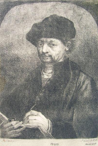 Johann Anton Riedel (1733-1816): Painting Title: After Rembrandt Medium: lithograph Size: 7 1/2 x 6 Signed: signed in plate