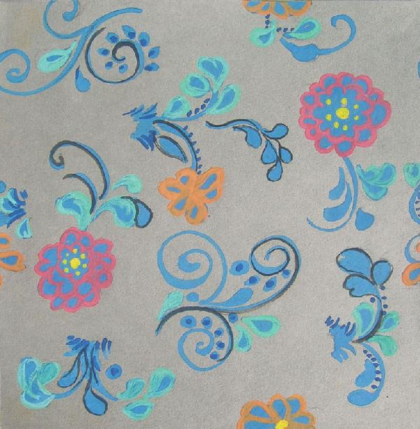 Konrad Cramer (1888-1963): Painting Title: Design c.1915 Medium: gouache Size: 7 1/2 x 8 Signed: estate stamped on reverse, Estate of Konrad Cramer